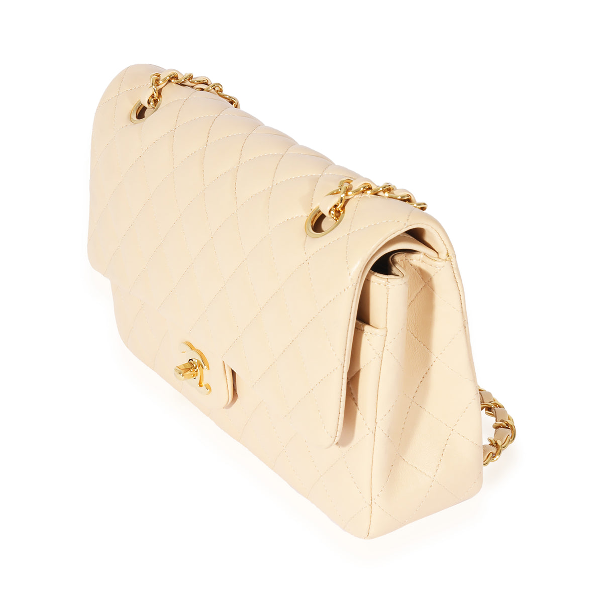 Chanel Beige Lambskin Medium Classic Flap Bag