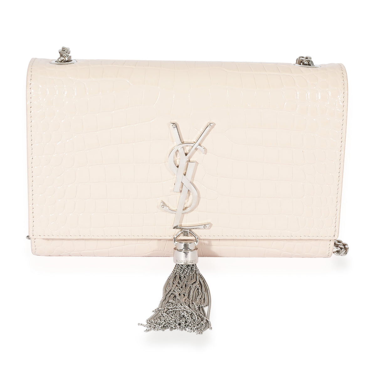 small kate tassel in crocodile-embossed leather