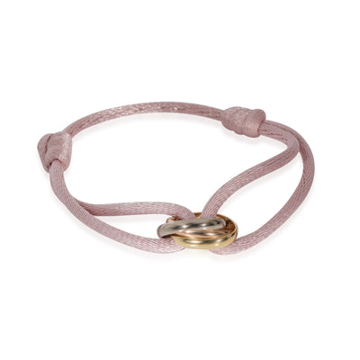 Cartier Trinity Bracelet On A Pink Cord in 18k 3 Tone Gold