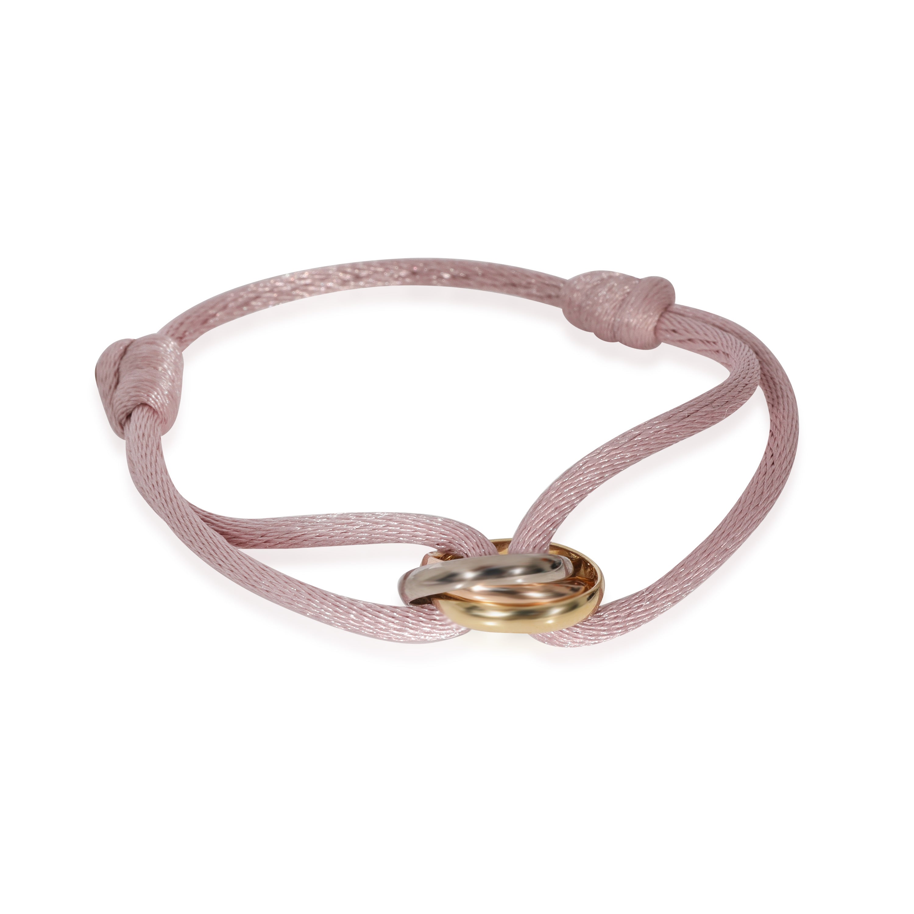 Cartier Trinity Bracelet On A Pink Cord in 18k Tone Gold