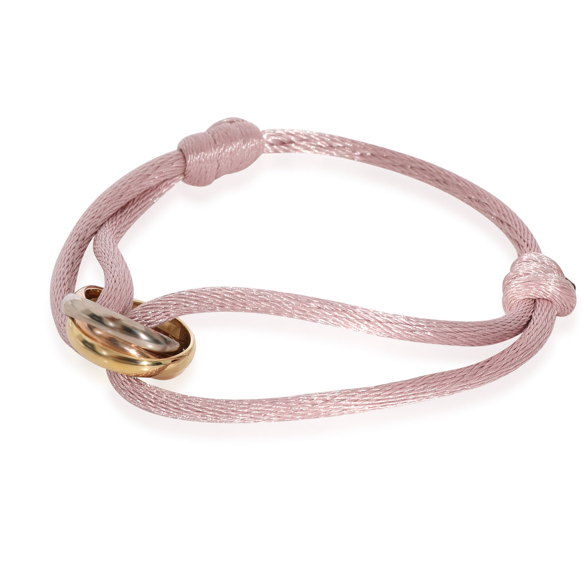 Cartier Trinity Bracelet On A Pink Cord in 18k Tone Gold