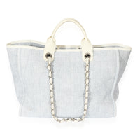 Chanel Raffia Blue White Large Deauville Tote