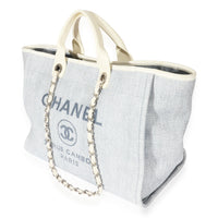 Chanel Raffia Blue White Large Deauville Tote