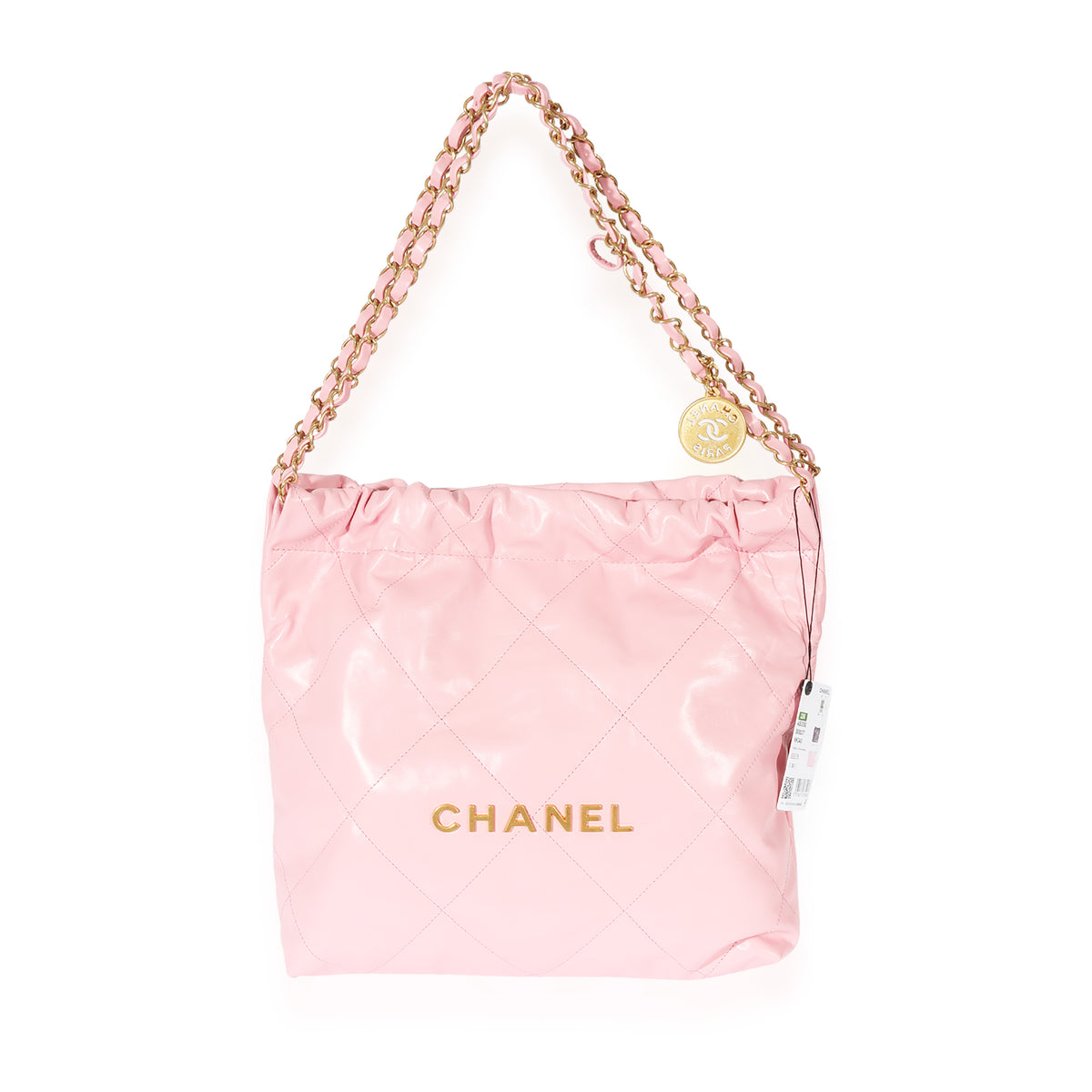 Chanel Small 22 Bag Pink Calfskin Antique Gold Hardware