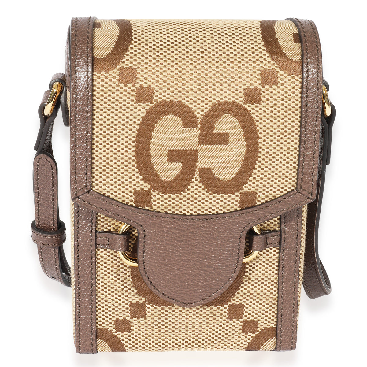 Jumbo GG messenger bag in camel and ebony GG canvas