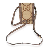 Gucci Camel Jumbo GG Canvas & Ebony Leather Mini Bag