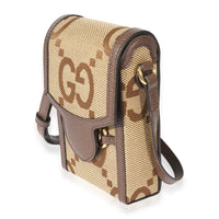 Gucci Camel Jumbo GG Canvas & Ebony Leather Mini Bag