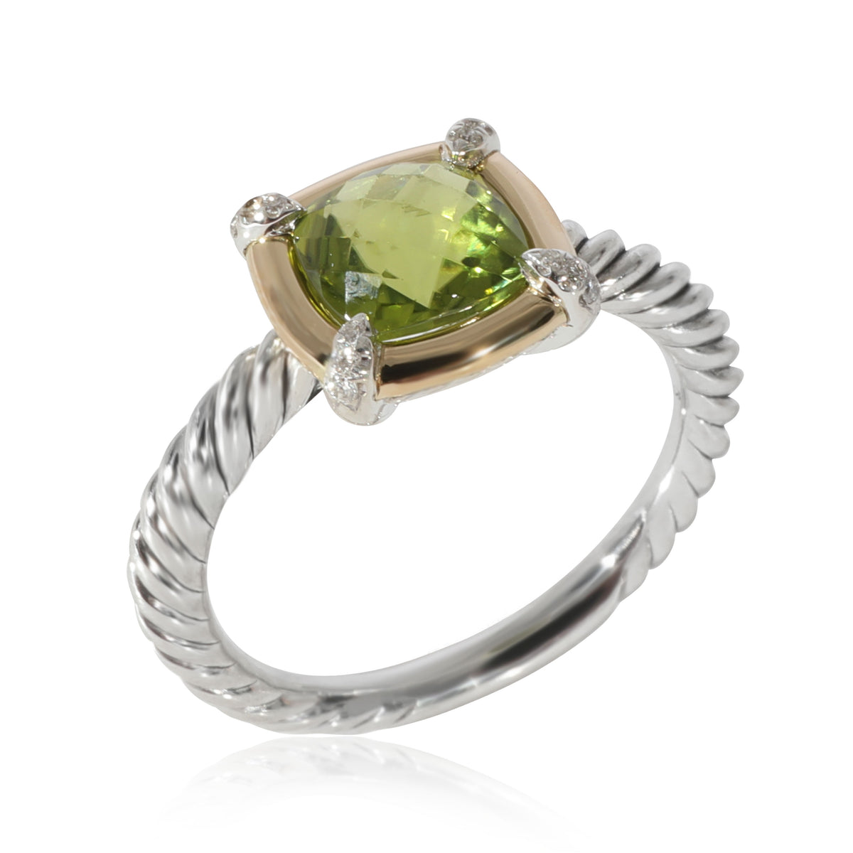 David Yurman Chatelaine Peridot Diamond Ring in 18k Yellow Gold/Sterling