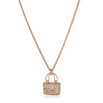 Hermes Amulettes Constance Pendant in 18k Rose Gold 0.44 CTW