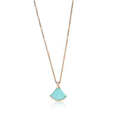 BVLGARI Divas Dream Turquoise Diamond Necklace in 18k Rose Gold 0.03 CTW