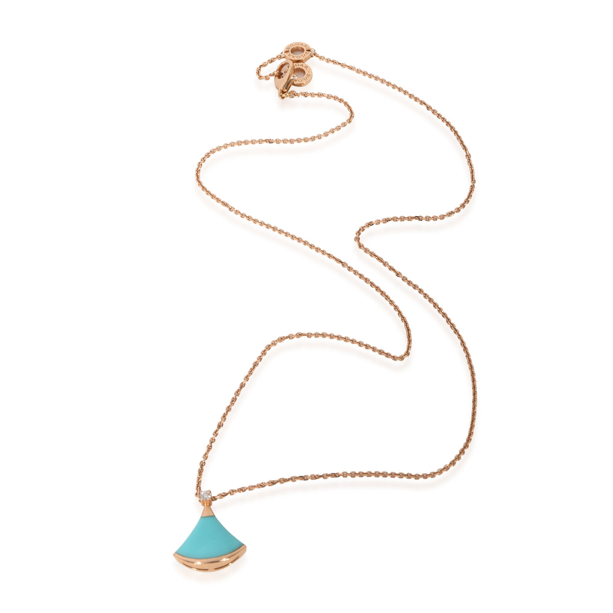 BVLGARI Divas Dream Turquoise Diamond Necklace in 18k Rose Gold 0.03 CTW