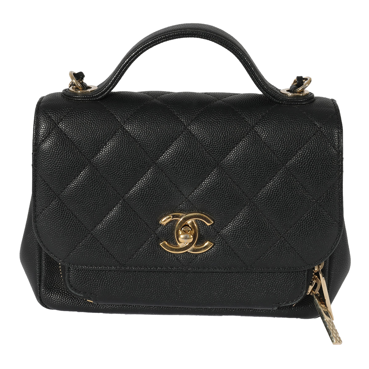 Chanel Black Quilted Caviar Small Business Affinity Flap Gold