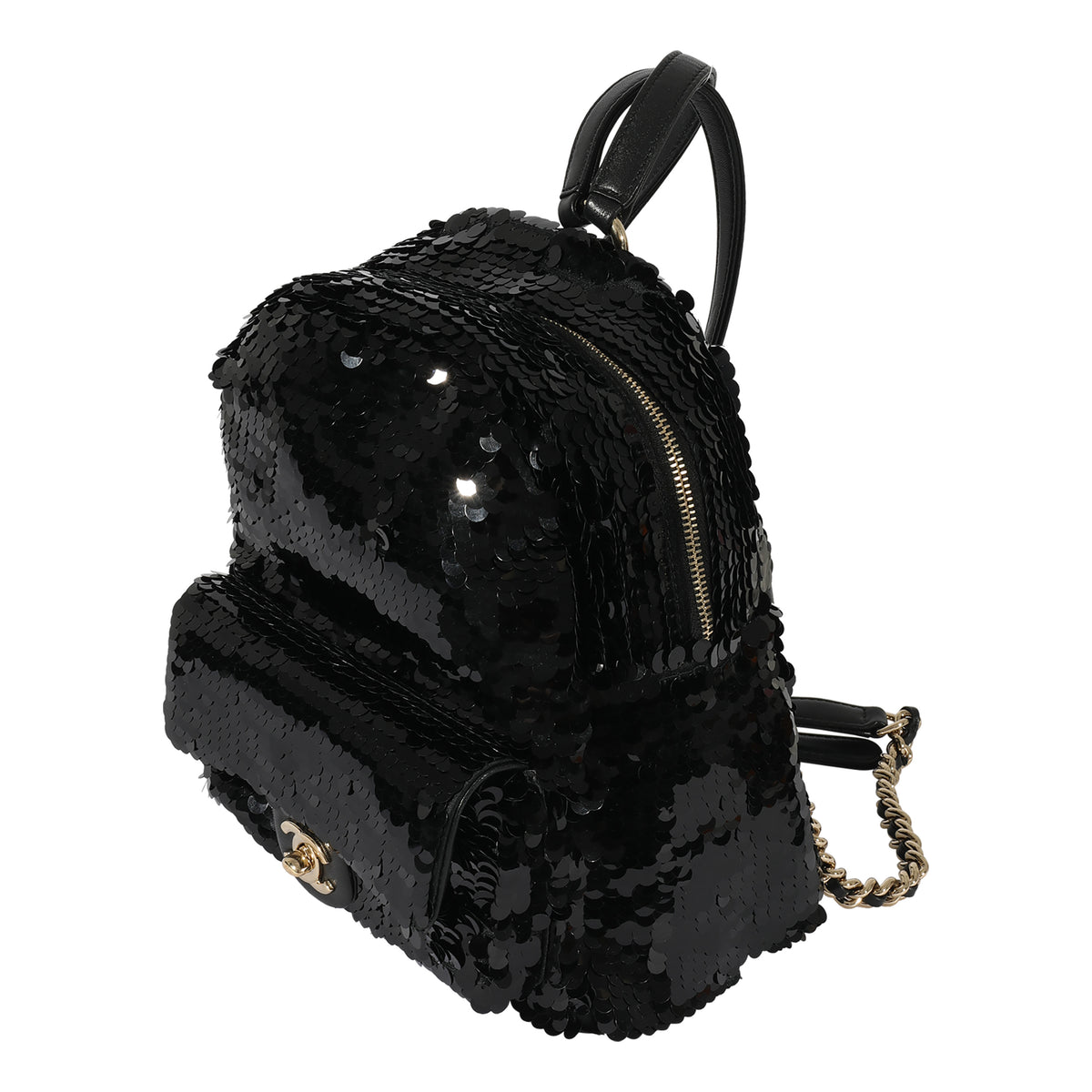 black sequin mini backpack Chanel Black Sequin & Lambskin Small Backpack | myGemma