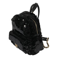 Chanel Black Sequin & Lambskin Small Backpack