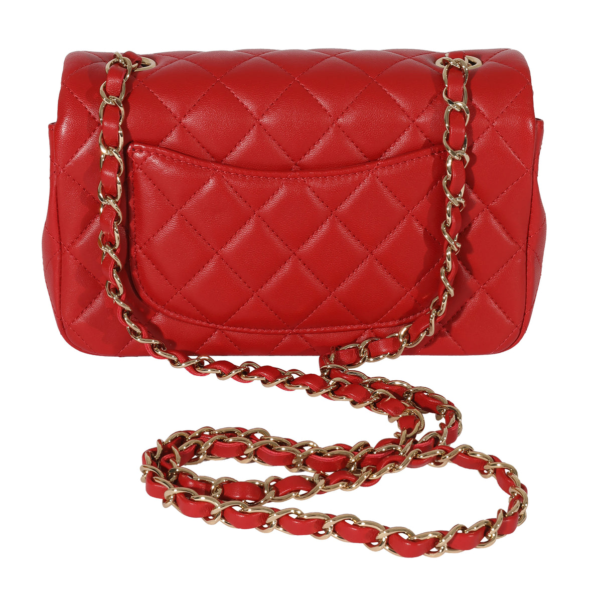 Chanel Red Quilted Lambskin Mini Rectangular Classic Flap Bag, myGemma, QA