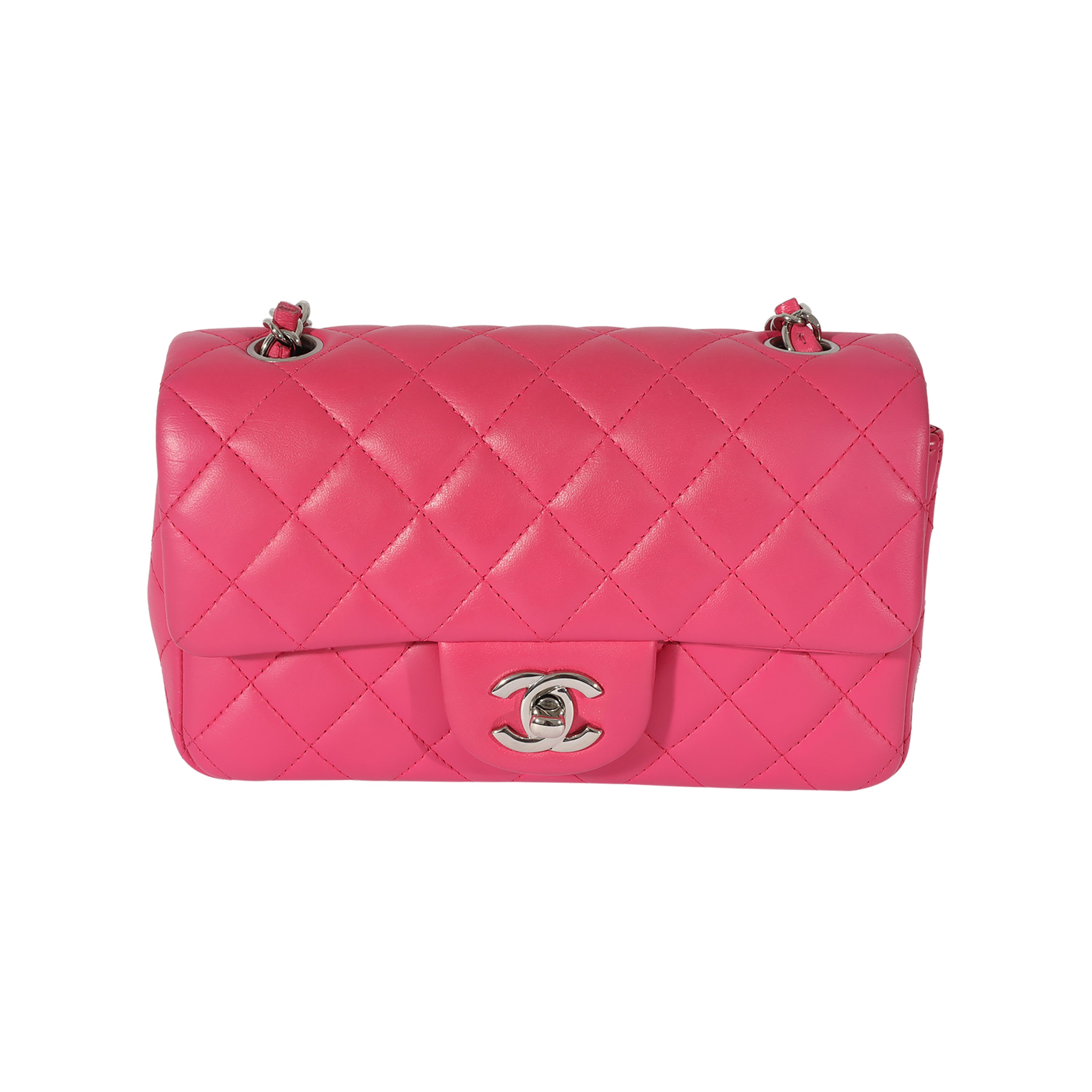 Timeless Chanel Classic Mini Flap Bag with Top Handle Pink/green