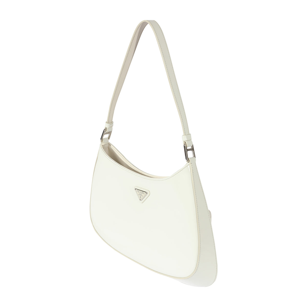 Gradient White Prada Cleo Brushed Leather Shoulder Bag