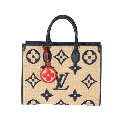 Louis Vuitton Blue Monogram Raffia Giant OnTheGo MM