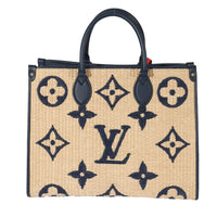 Louis Vuitton Blue Monogram Raffia Giant OnTheGo MM