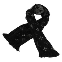 Louis Vuitton Black Silver Logomania Shine Scarf