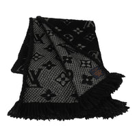 Louis Vuitton Black Silver Logomania Shine Scarf