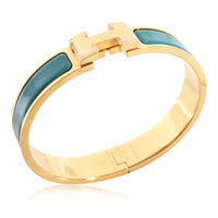 Hermès Turquoise Clic H Bracelet, Gold Plated