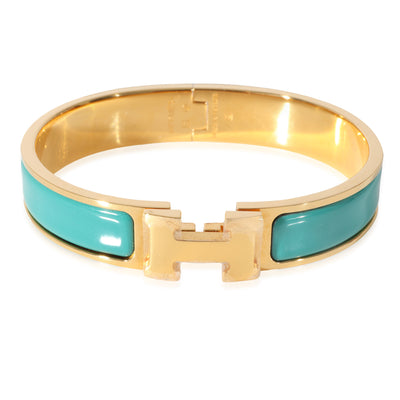 Hermès Turquoise Clic H Bracelet, Gold Plated