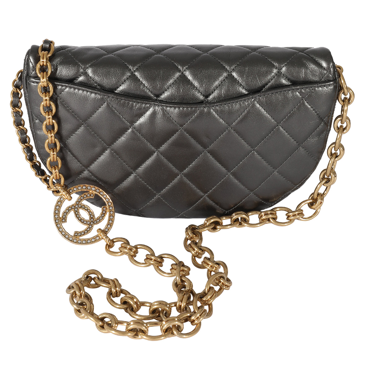 Chanel Metallic Quilted Calfskin Jeweled CC Crossbody Bag