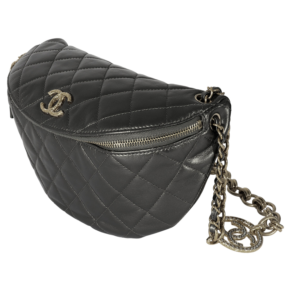 Chanel Metallic Quilted Calfskin Jeweled CC Crossbody Bag