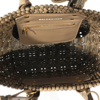 Balenciaga Brown Signature Monogram XS Bistro Basket Tote