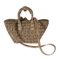 Balenciaga Brown Signature Monogram XS Bistro Basket Tote