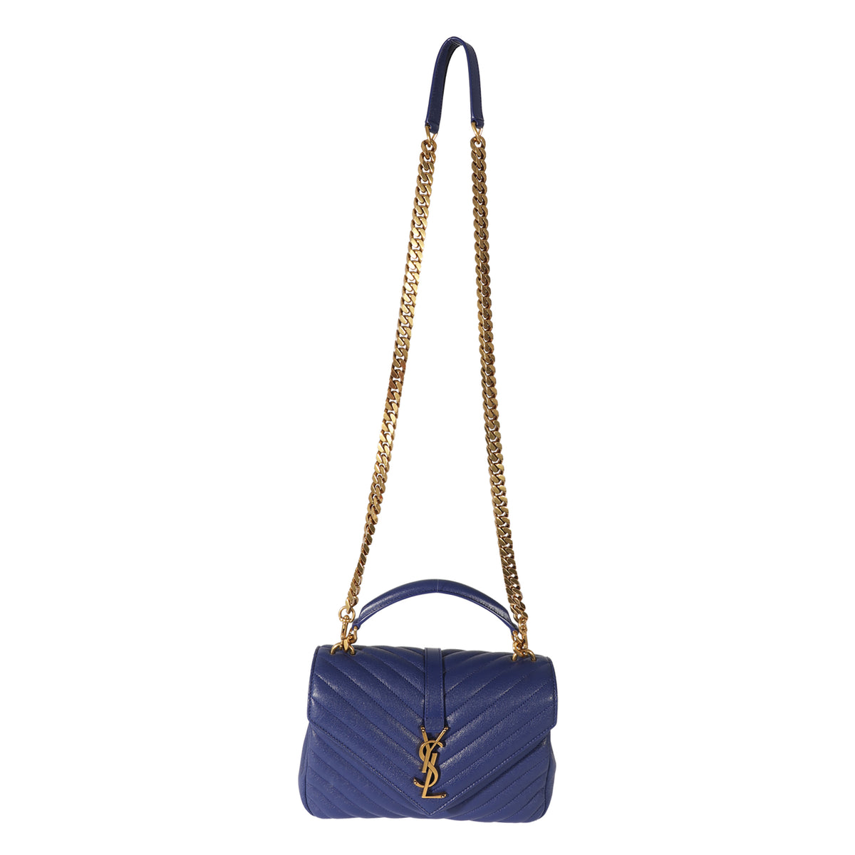 Saint Laurent Navy Small Chevron College Bag