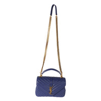 Saint Laurent Navy Small Chevron College Bag