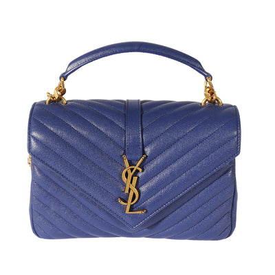 Saint Laurent Navy Small Chevron College Bag