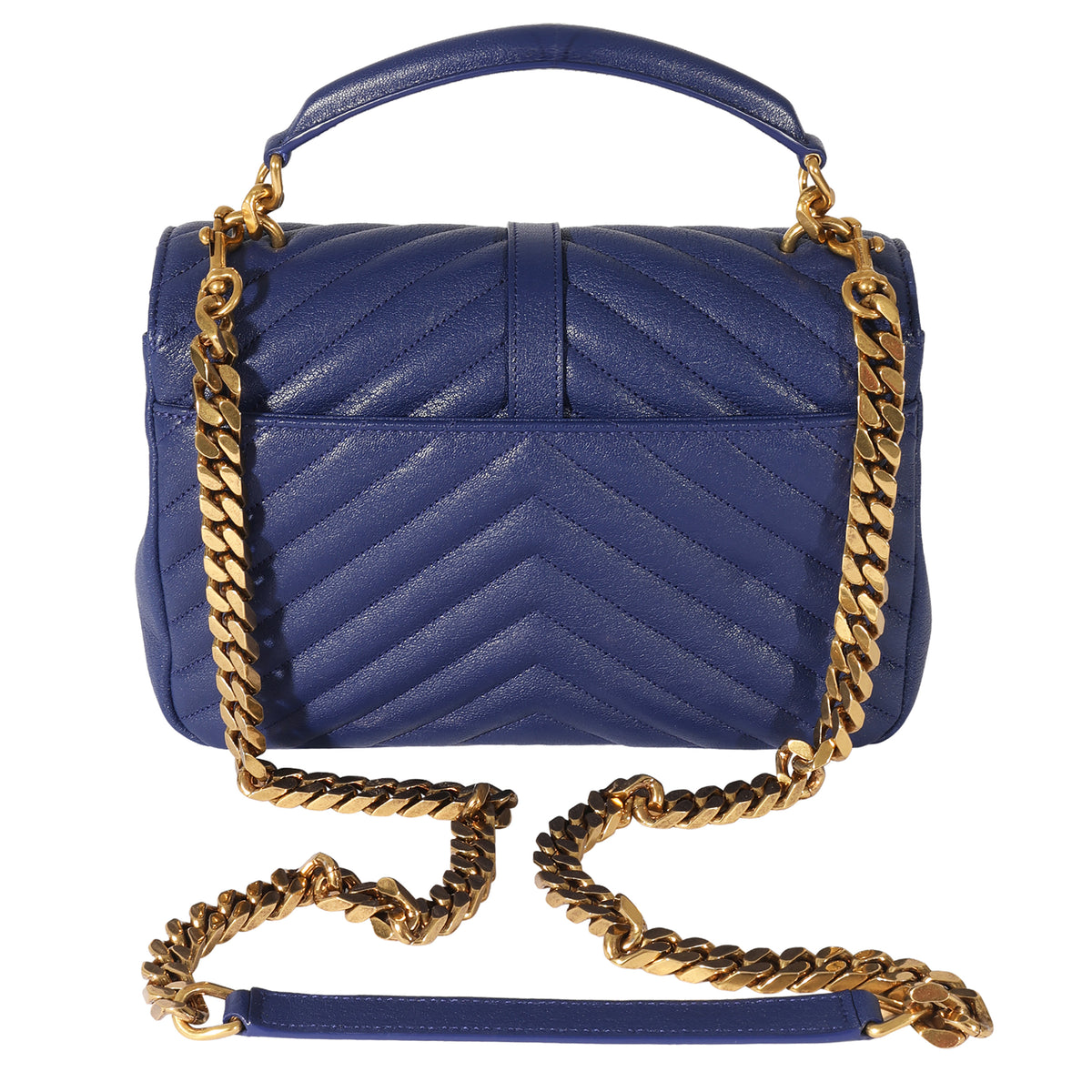 Saint Laurent Navy Small Chevron College Bag