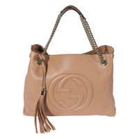 Gucci Beige Pebbled Leather Soho Chain Tote