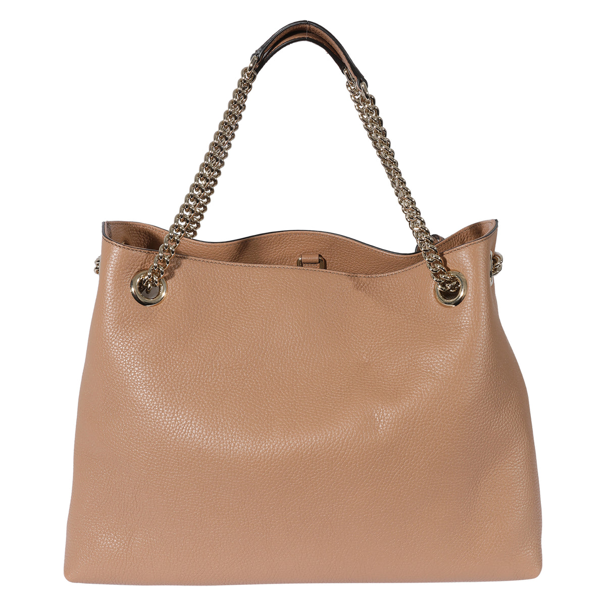 Gucci Beige Pebbled Leather Soho Chain Tote