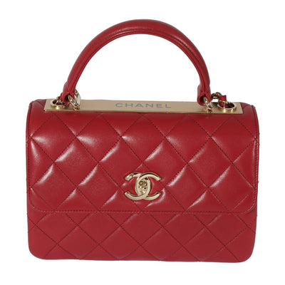 Chanel Red Lambskin Trendy Flap Bag