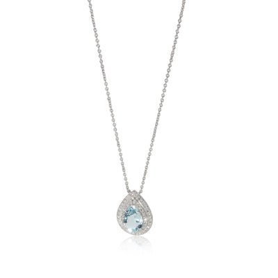 Tiffany & Co. Soleste Aquamarine Diamond Halo Pendant in Platinum 0.19 CTW