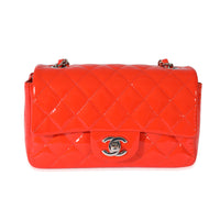 Chanel Orange Patent Rectangular Mini Flap