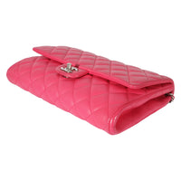 Chanel Pink Lambskin Classic Flap Clutch With Chain