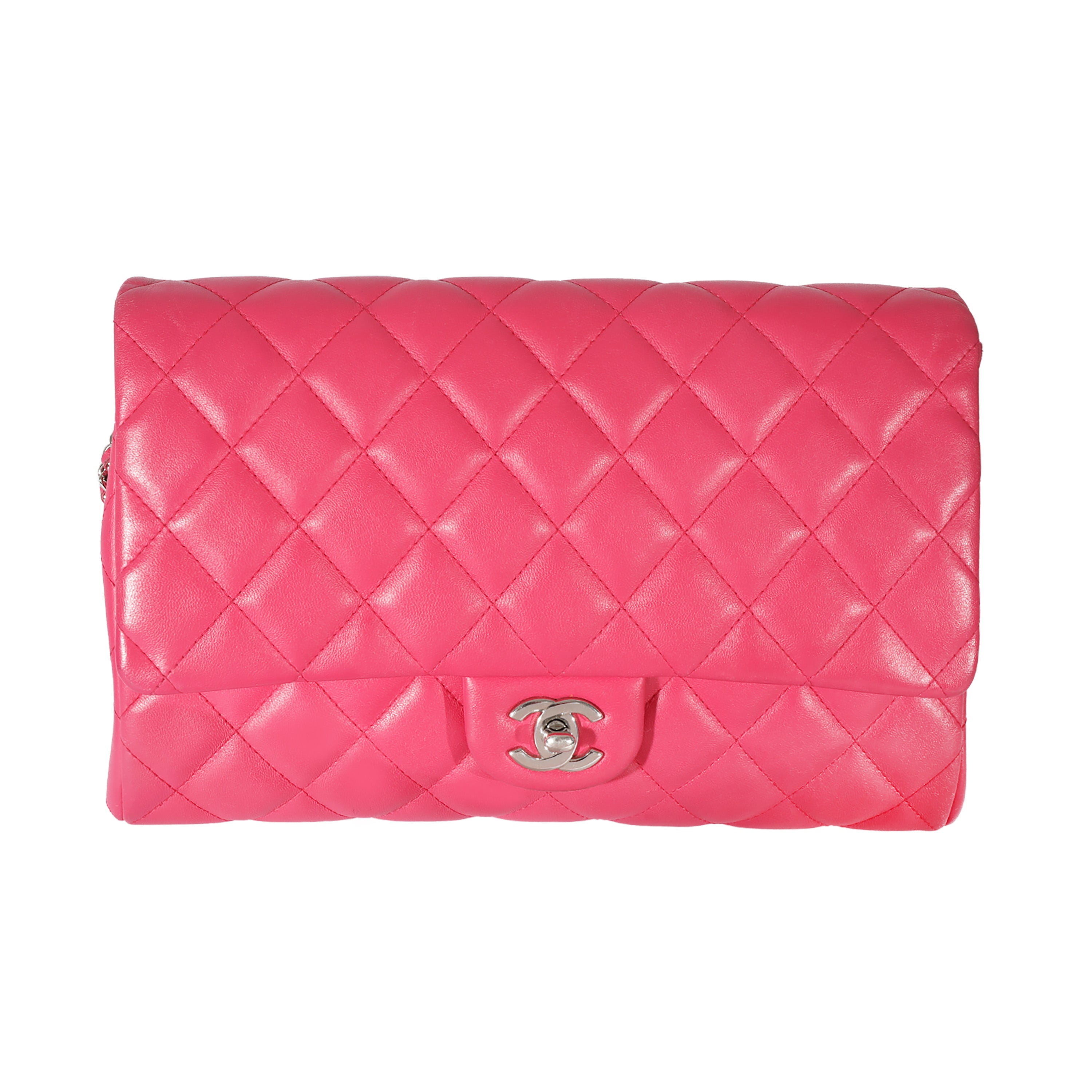 Chanel Pink Lambskin Classic Flap Clutch With Chain myGemma CH Item 128008