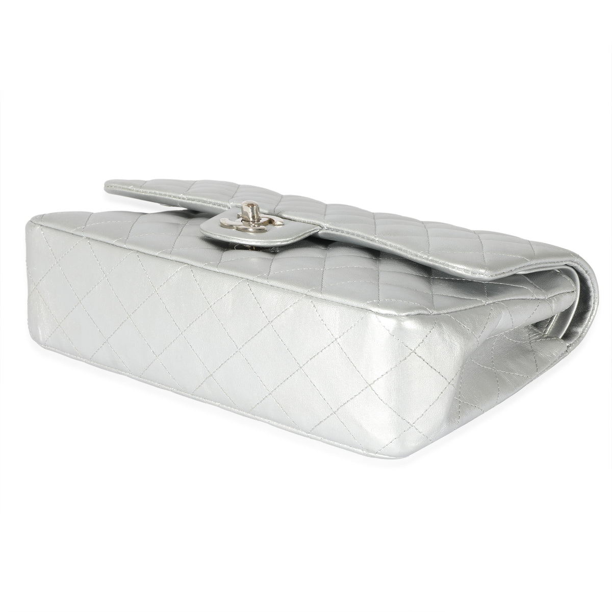 Chanel Silver Metallic Medium Classic Flap Bag