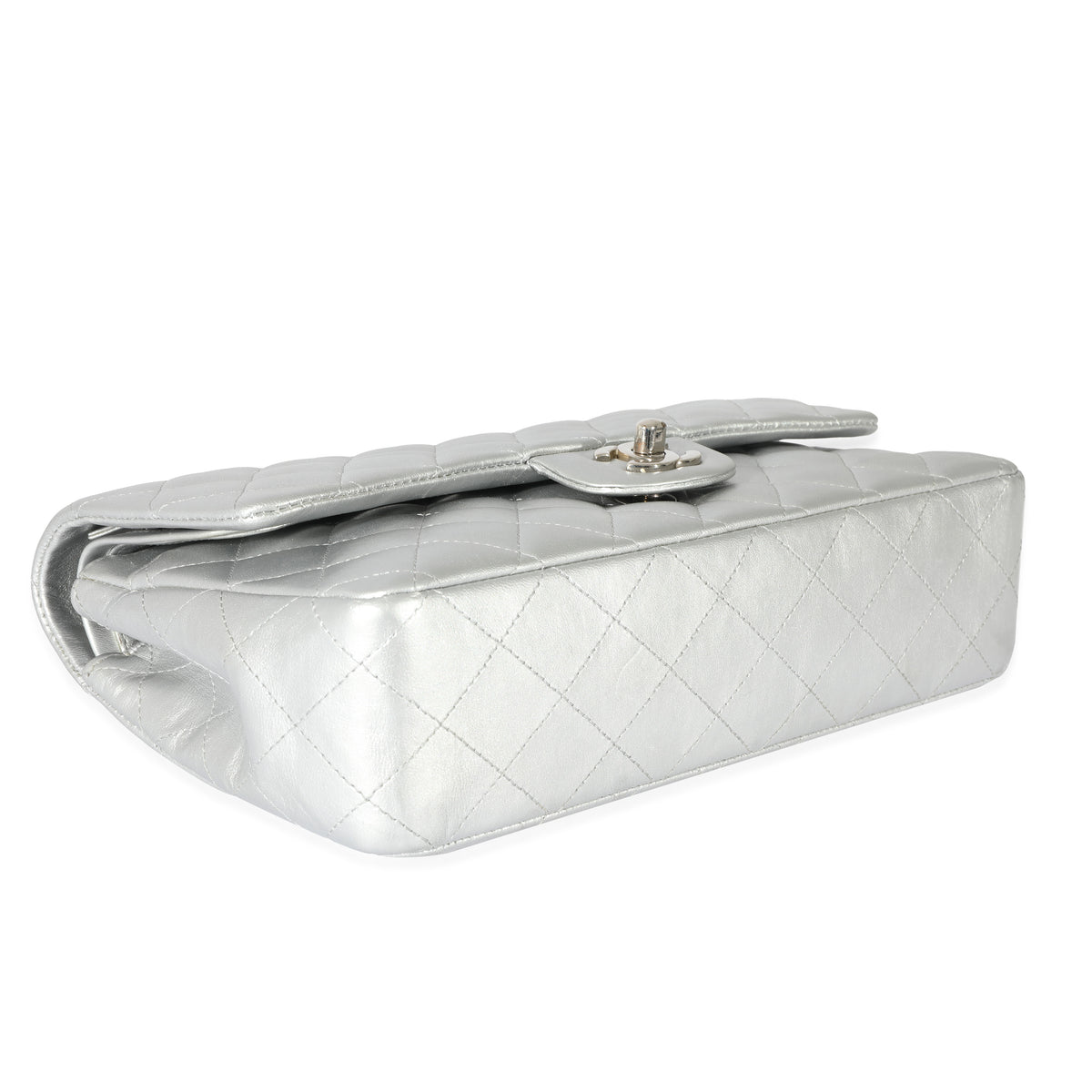 Chanel Silver Metallic Medium Classic Flap Bag