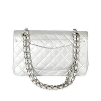 Chanel Silver Metallic Medium Classic Flap Bag