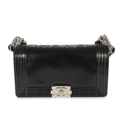 Chanel Black Vinyl Reverso Medium Boy Bag