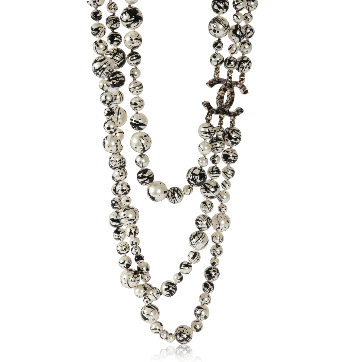 Chanel 2013 Faux Pearl Splatter CC Multistrand Necklace