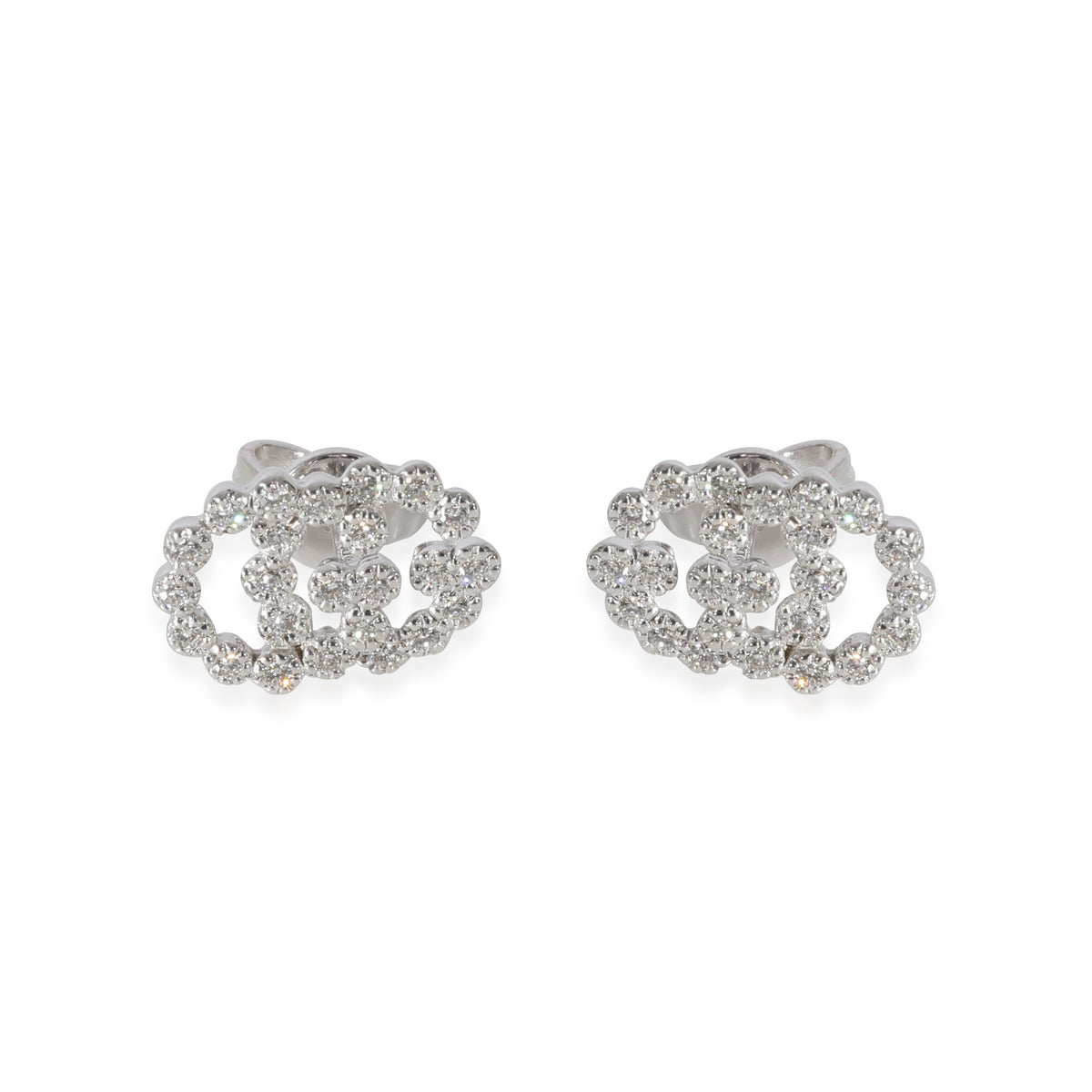 Gucci Running GG Diamond Earrings in 18KT White Gold 0.24 CTW