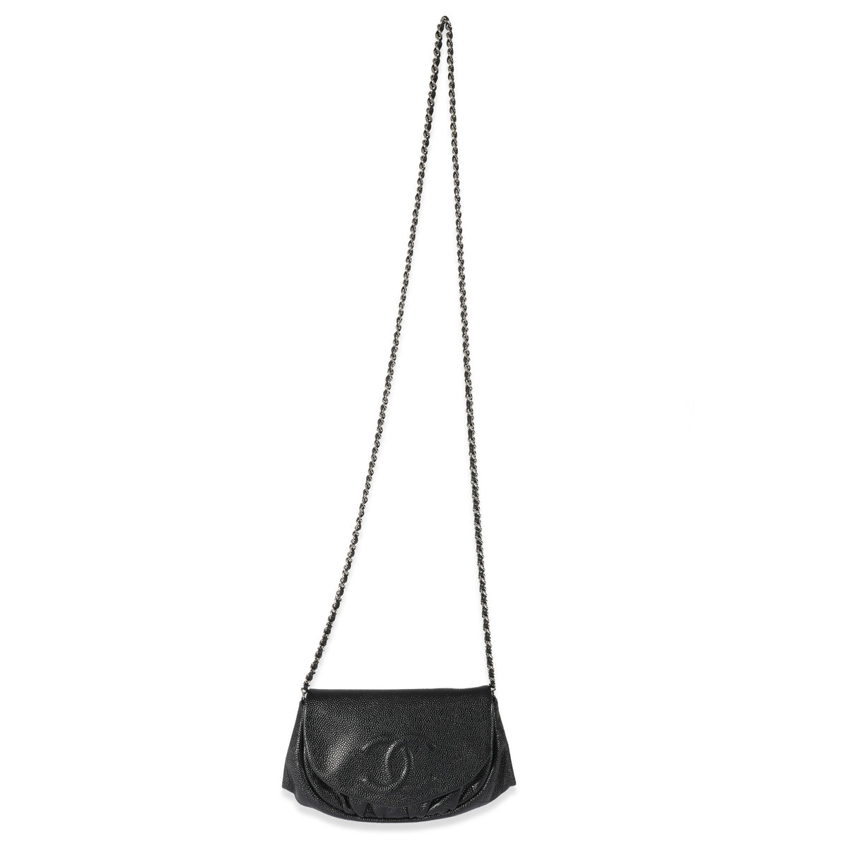 Chanel Black Caviar Half Moon Wallet On Chain