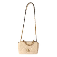 Chanel Beige Quilted Lambskin Medium Chanel 19 Flap Bag